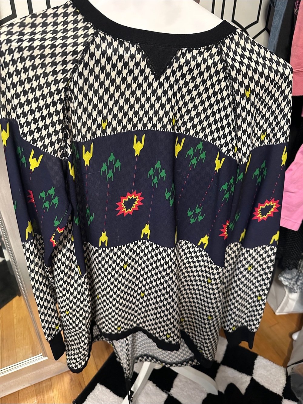 LAMB space invader houndstooth top